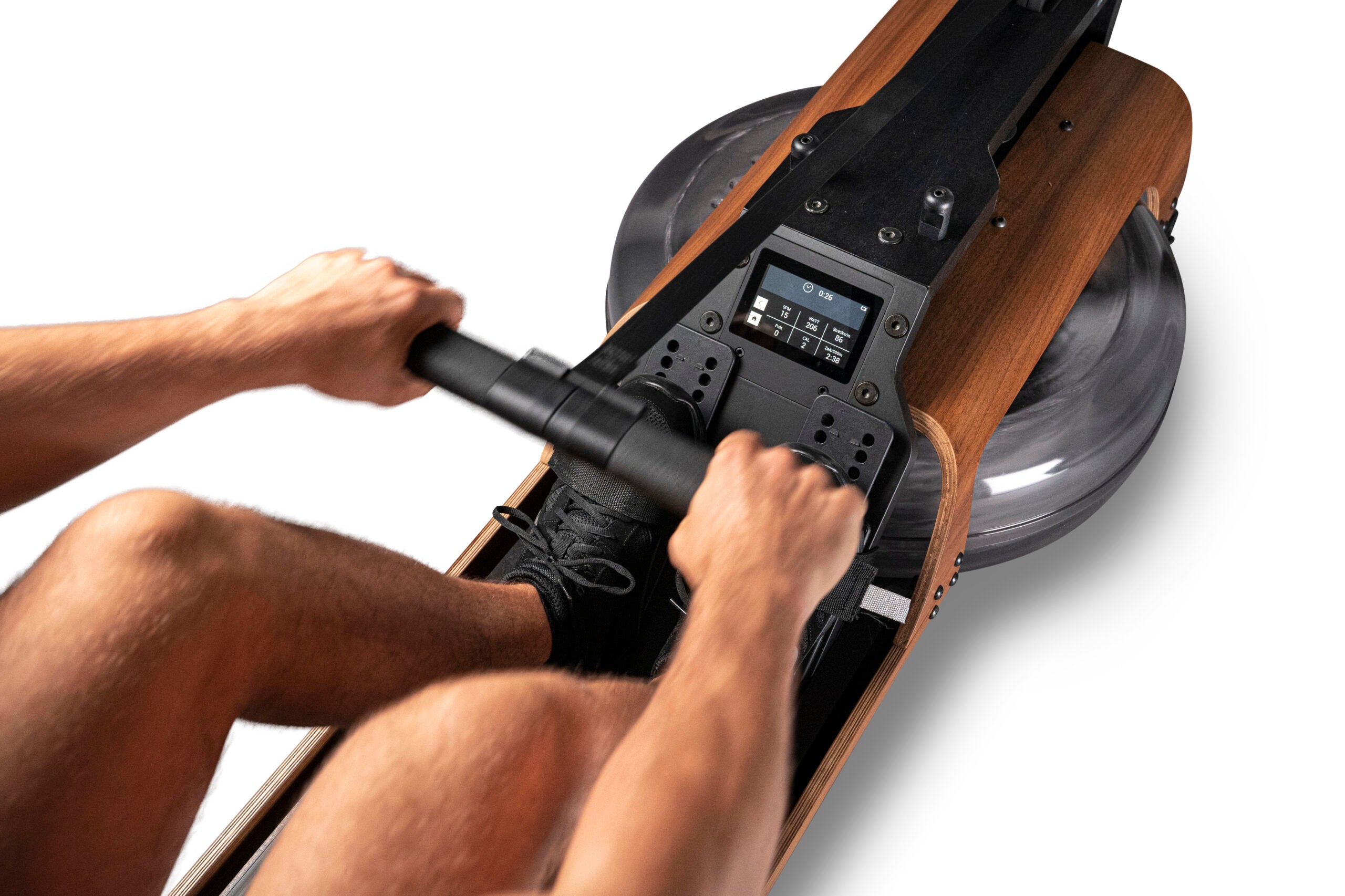 Stil-Fit Rudergerät FLOW ONE Walnuss – Detail Sitzschiene