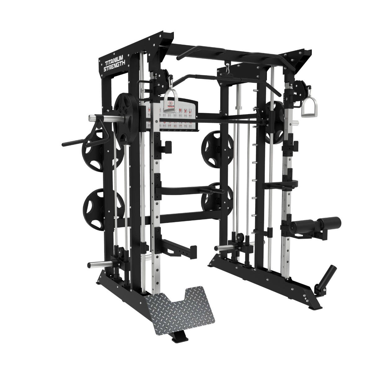 Titanium Strength Multipower - Smith Machine mit Doppelseilzug und Rack B100 V2