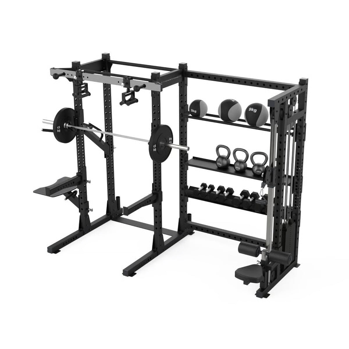 Titanium Strength Elite Series Half Rack mit Seilzug und Regale E70