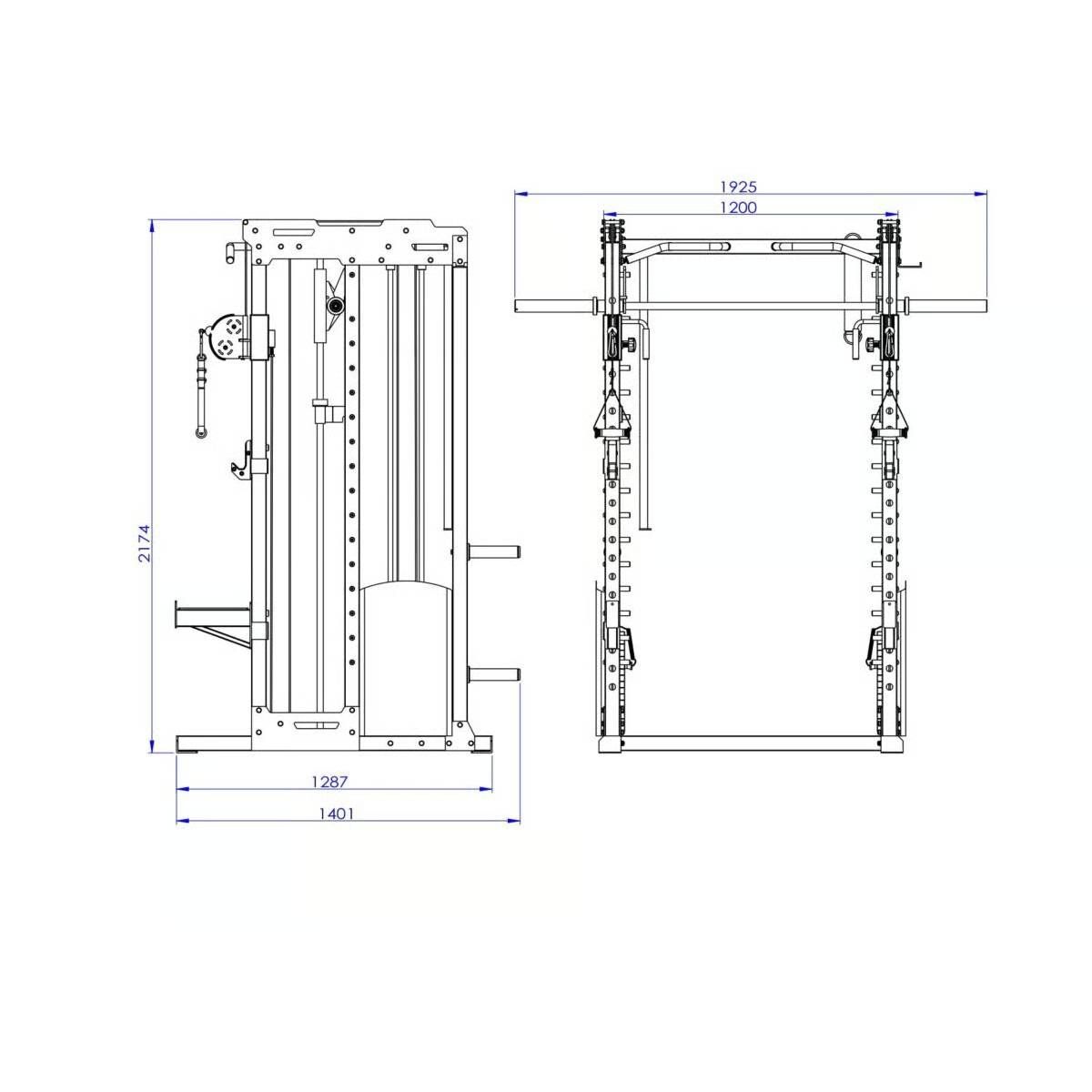 Titanium Strength Kabelzugstation Dual Pulley, Smith Machine mit Rack FT3