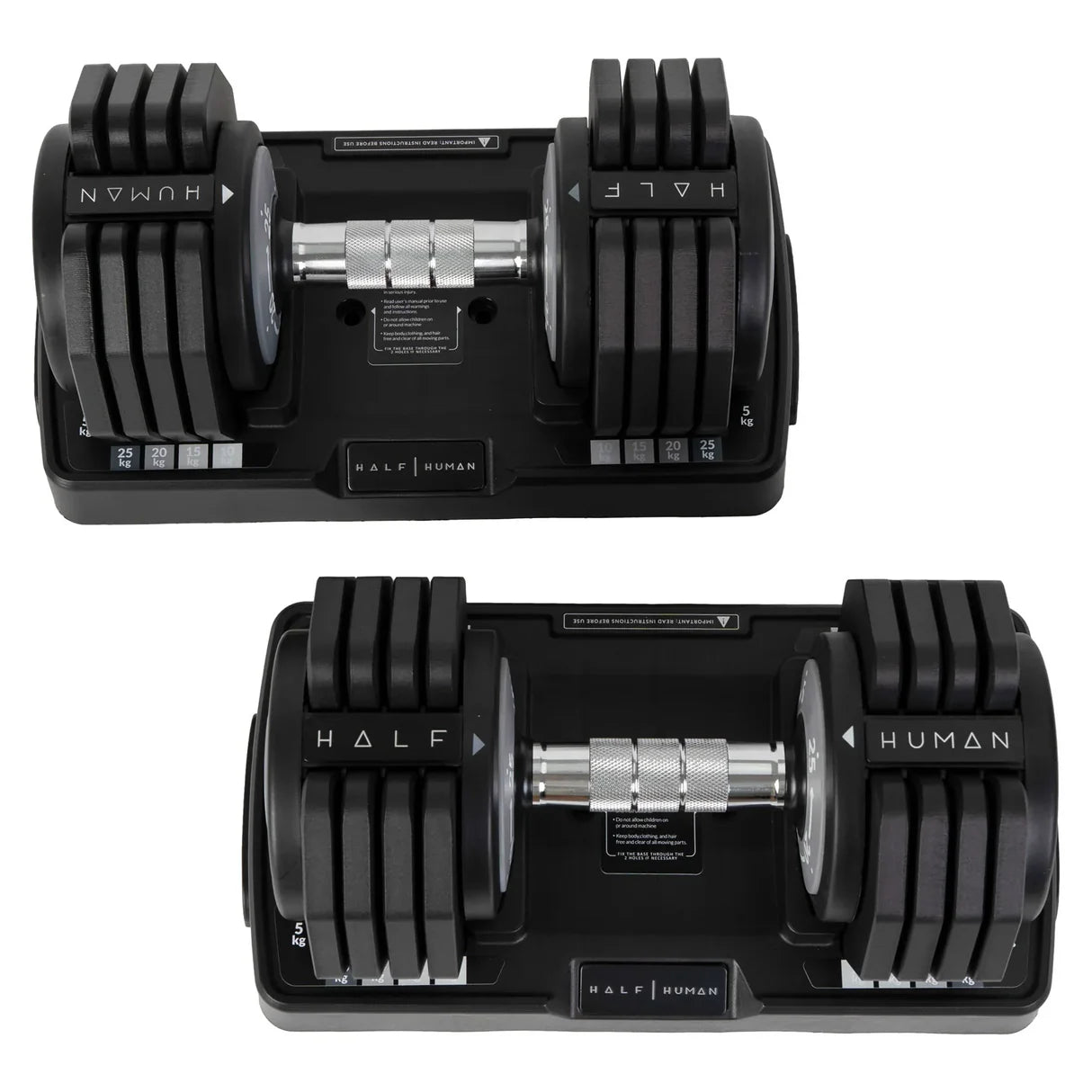 Half Human Adjustable Dumbbells mit Hantelständer