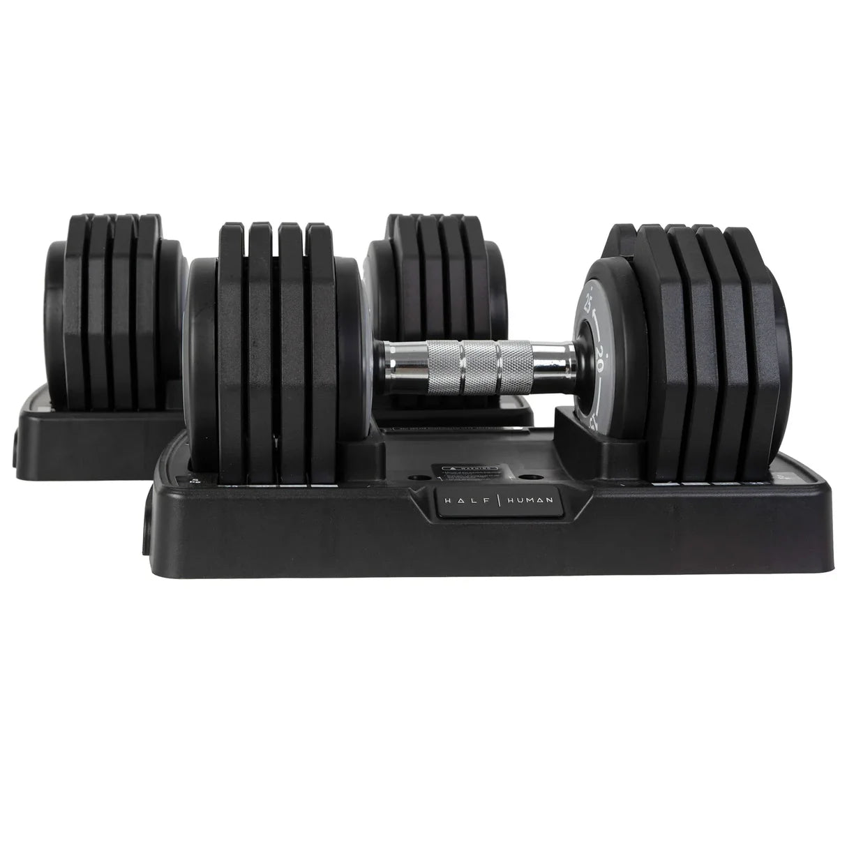 Half Human Adjustable Dumbbells mit Hantelständer
