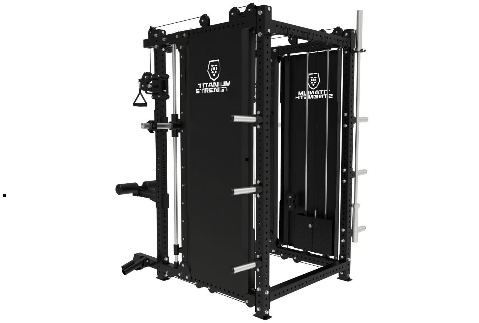 Titanium Strength Smith Maschine mit Doppelkabelzug und Rack B500 Pro