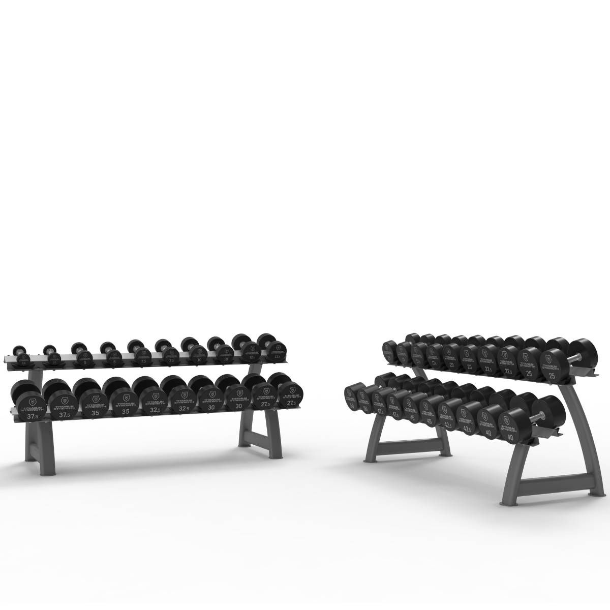 Titanium Strength Pro PU-Hanteln rund mit Rack