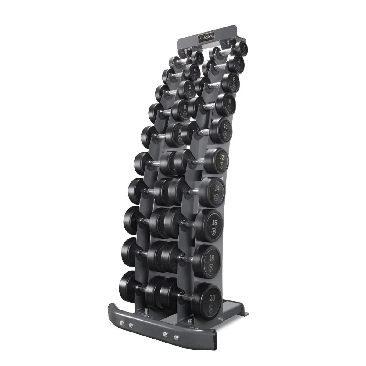 Titanium Strength Rubber Hantel-Set 2-20 kg + Hantelständer TV20