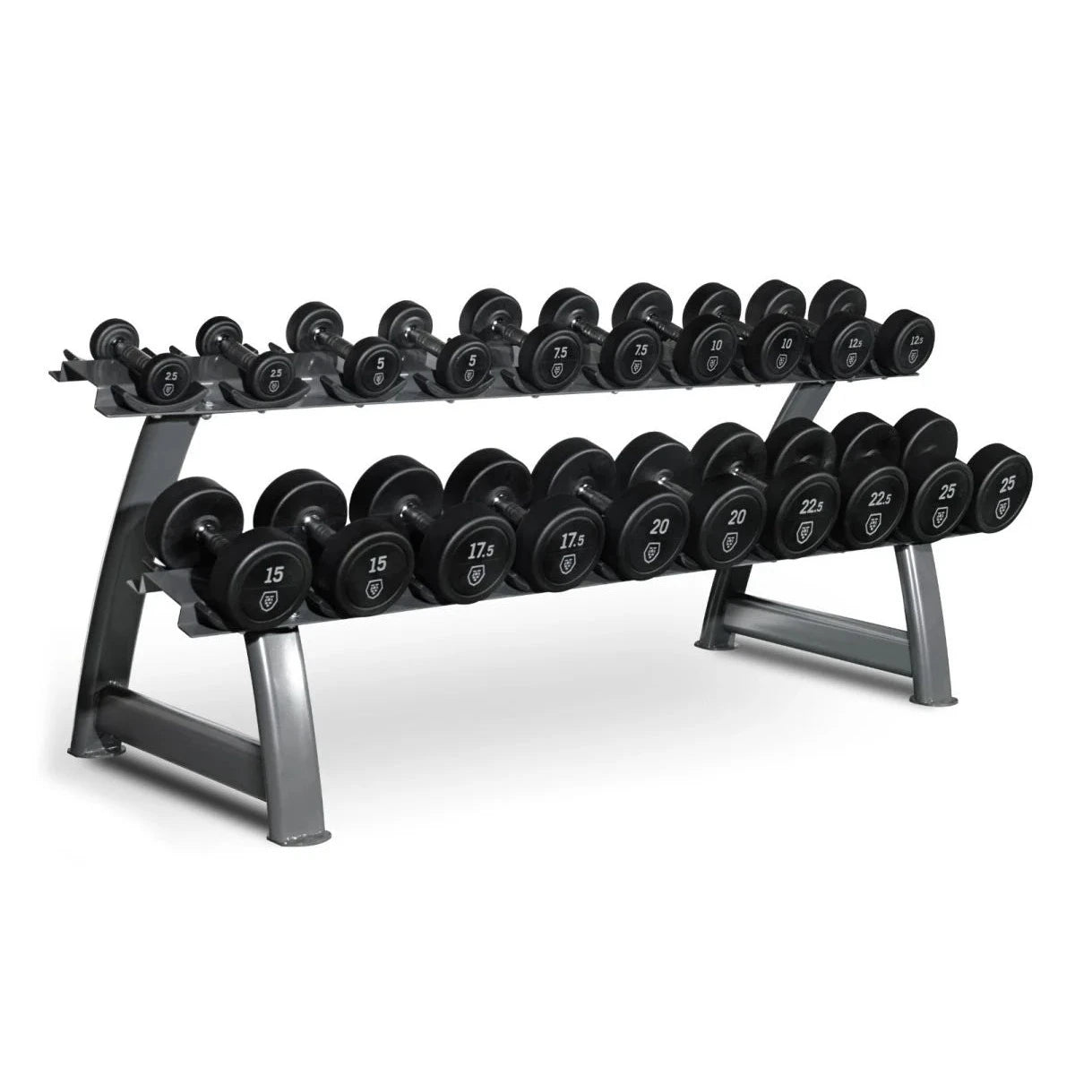 Titanium Strength Gummi-Hantel-Set 2,5-25 kg mit Rack HD25