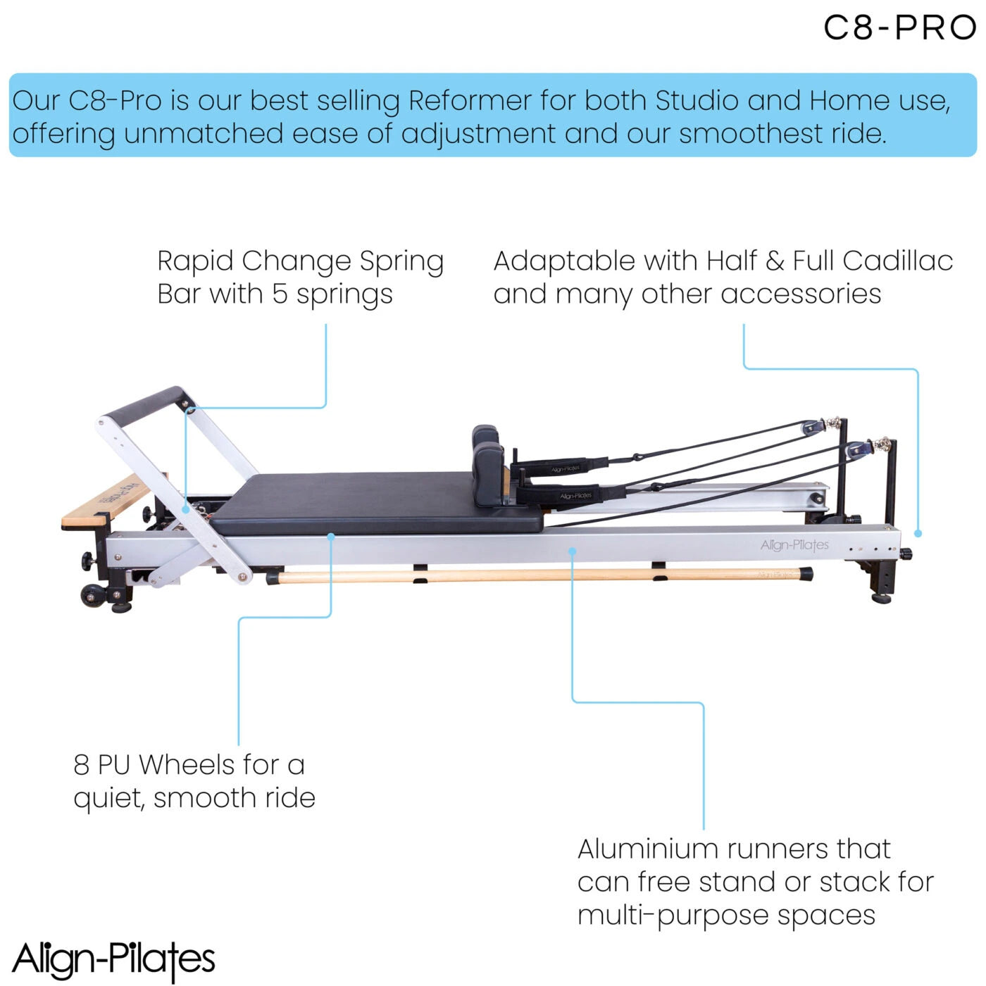 Align Pilates C8 Pro Pilates Reformer – Ansicht 10 | Align Pilates