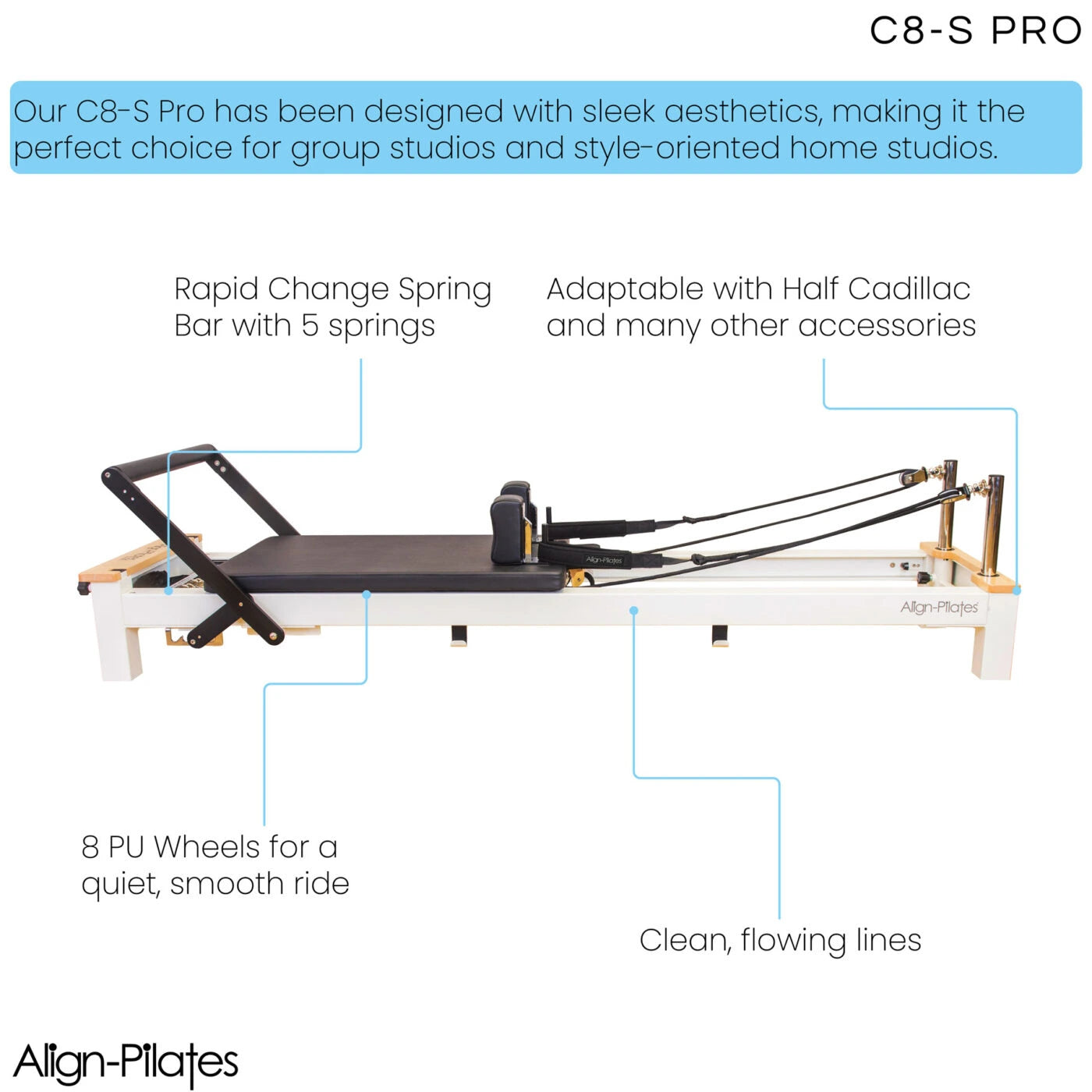 Align Pilates C8-S Pro Reformer – Ansicht 9 — Pilates Reformer | Align Pilates