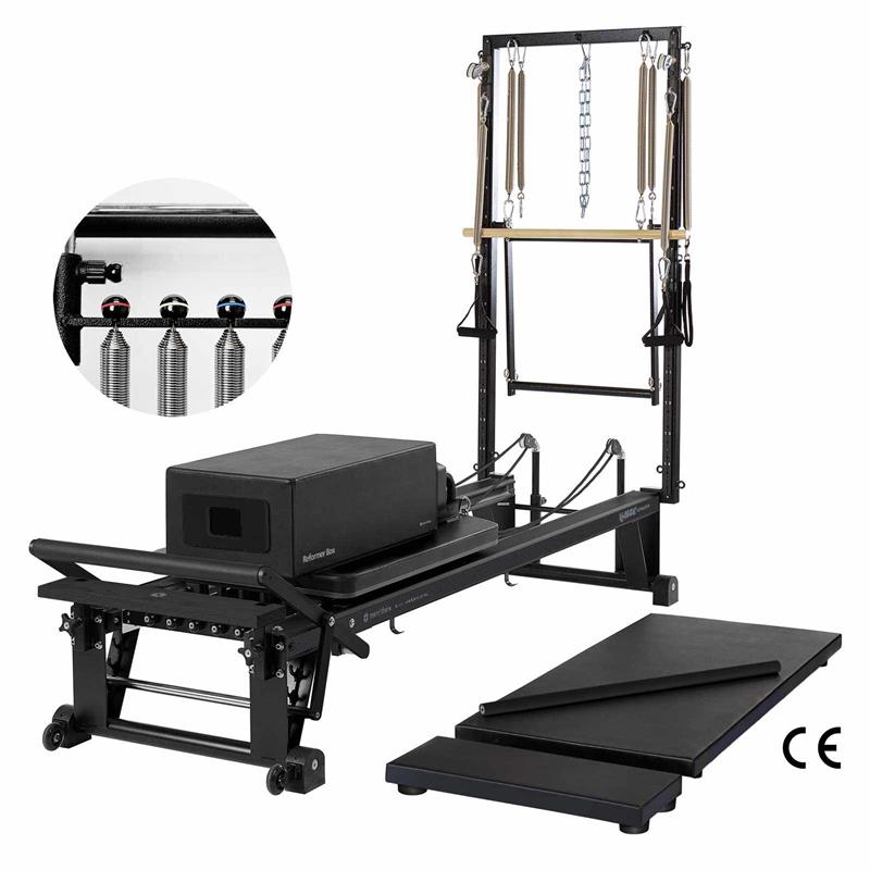 Merrithew V2 Max Plus Reformer mit Half Cadillac Jet Black Bundle — Pilates Reformer | Merrithew