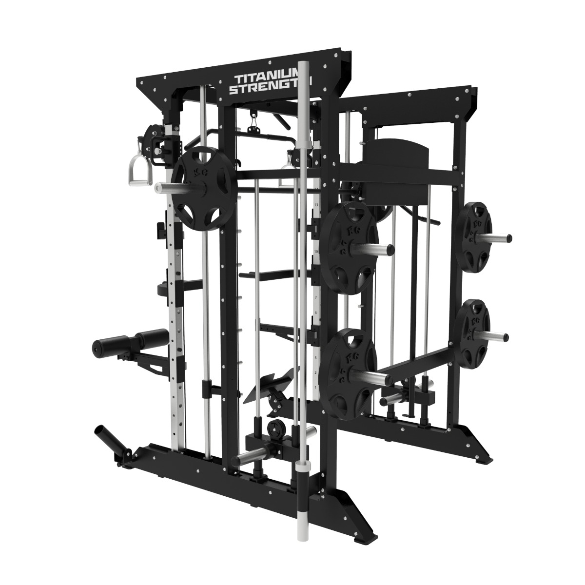 Titanium Strength Multipower - Smith Machine mit Doppelseilzug und Rack B100 V2