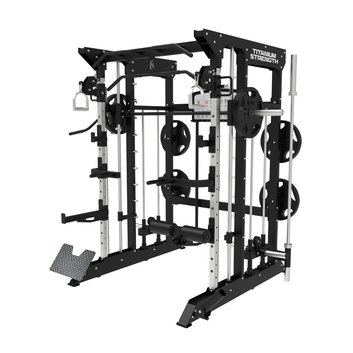 Titanium Strength Multipower - Smith Machine mit Doppelseilzug und Rack B100 V2