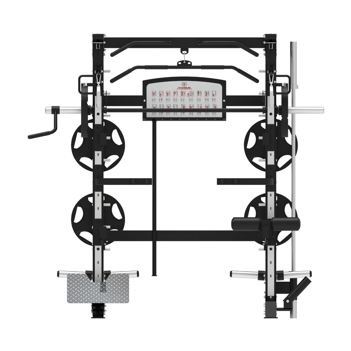Titanium Strength Multipower - Smith Machine mit Doppelseilzug und Rack B100 V2
