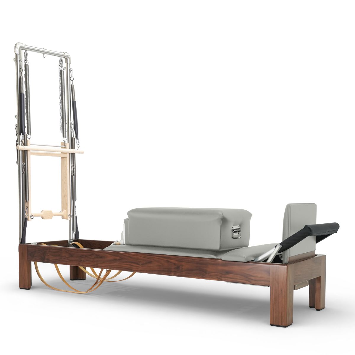 Elina Pilates Klassischer Reformer 86" aus dunklem Walnussholz mit Half Cadillac