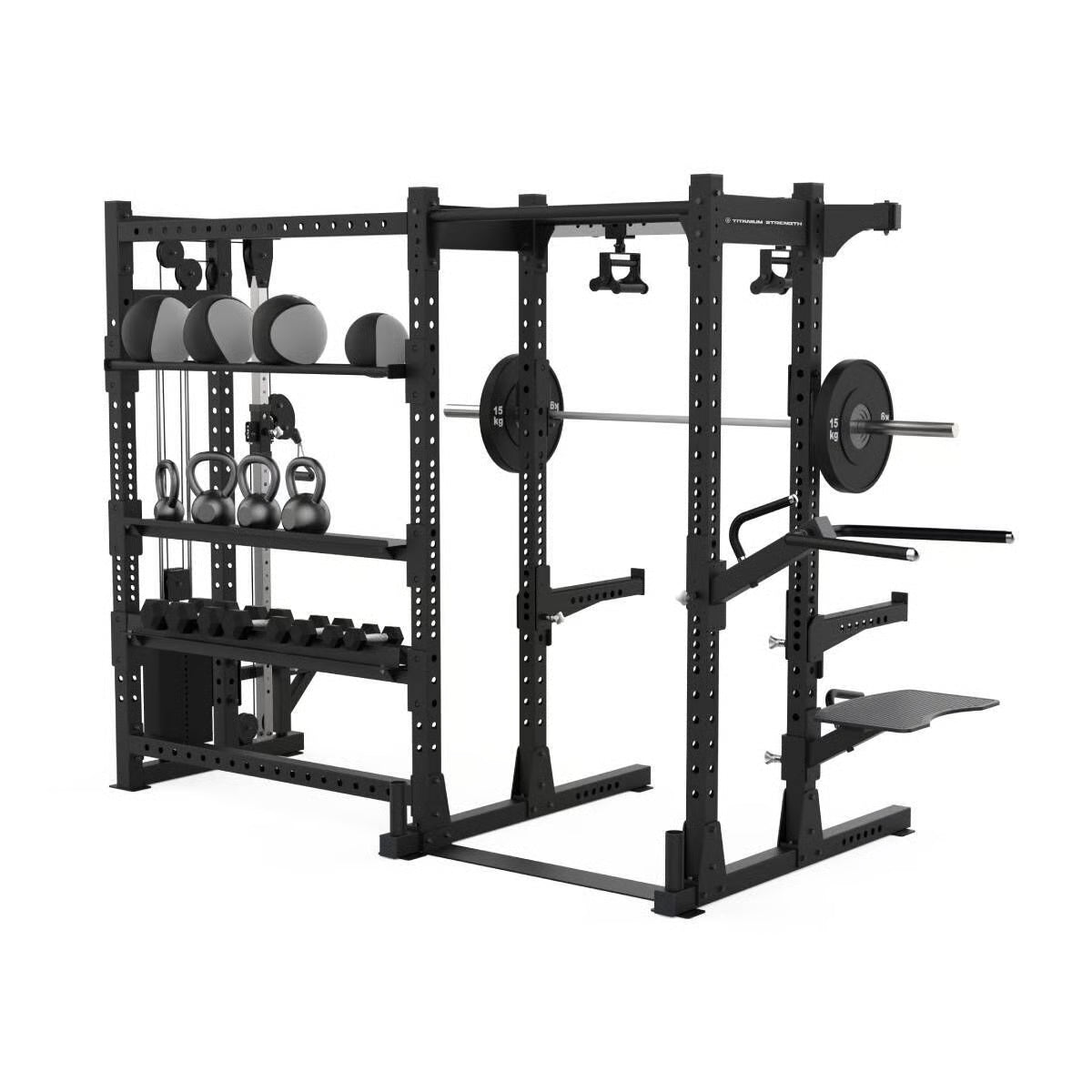 Titanium Strength Elite Series Half Rack mit Seilzug und Regale E70