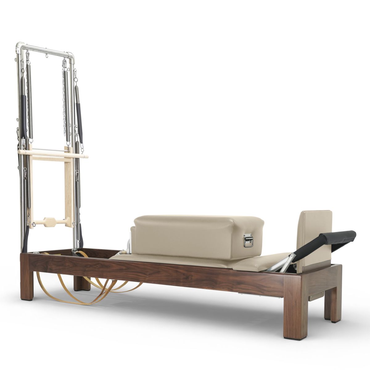 Elina Pilates Klassischer Reformer 86" aus dunklem Walnussholz mit Half Cadillac