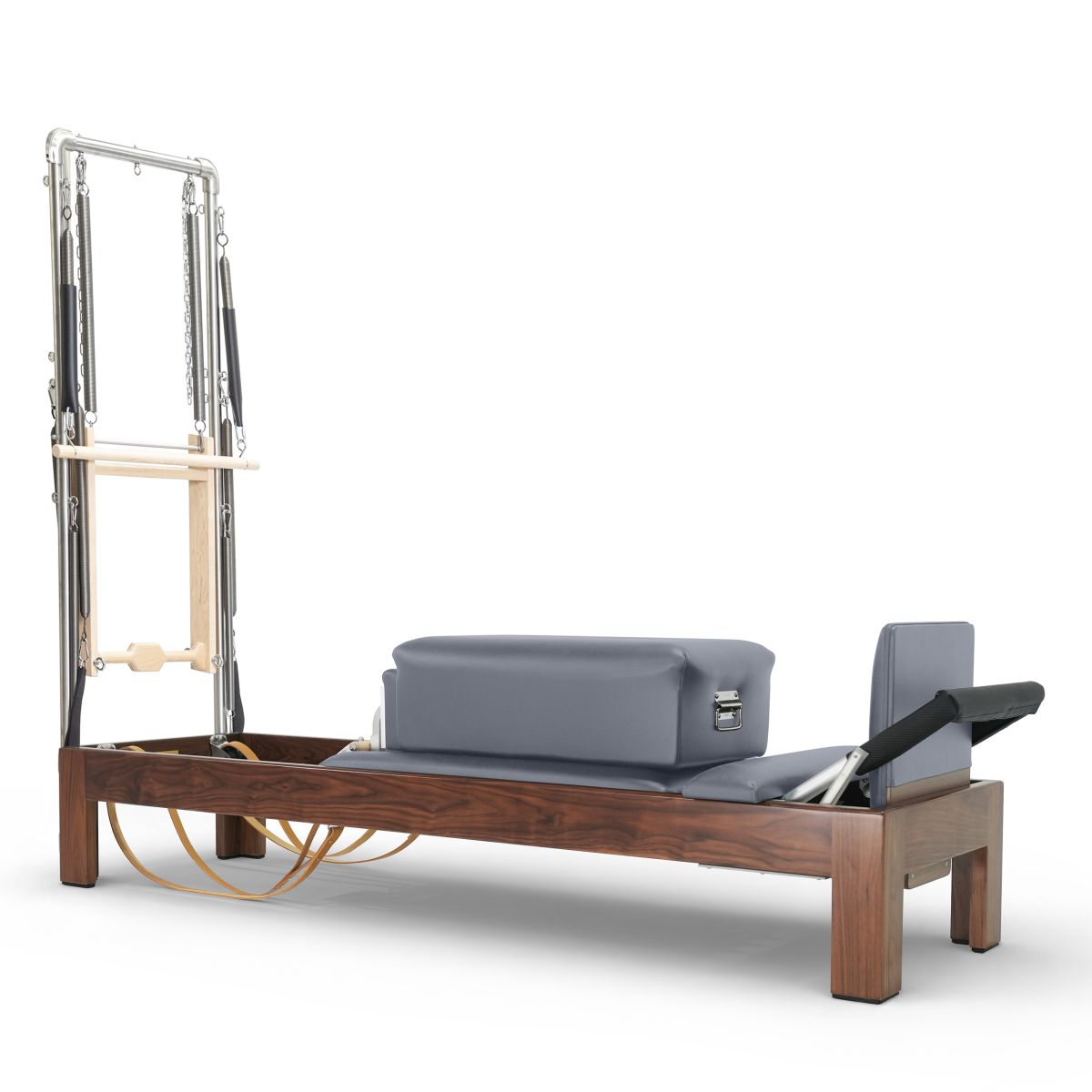 Elina Pilates Klassischer Reformer 86" aus dunklem Walnussholz mit Half Cadillac