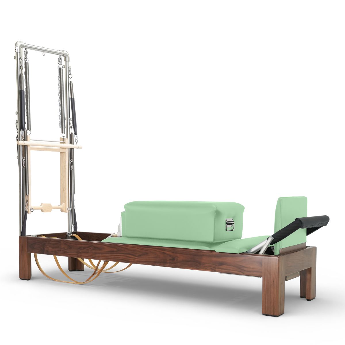 Elina Pilates Klassischer Reformer 86" aus dunklem Walnussholz mit Half Cadillac