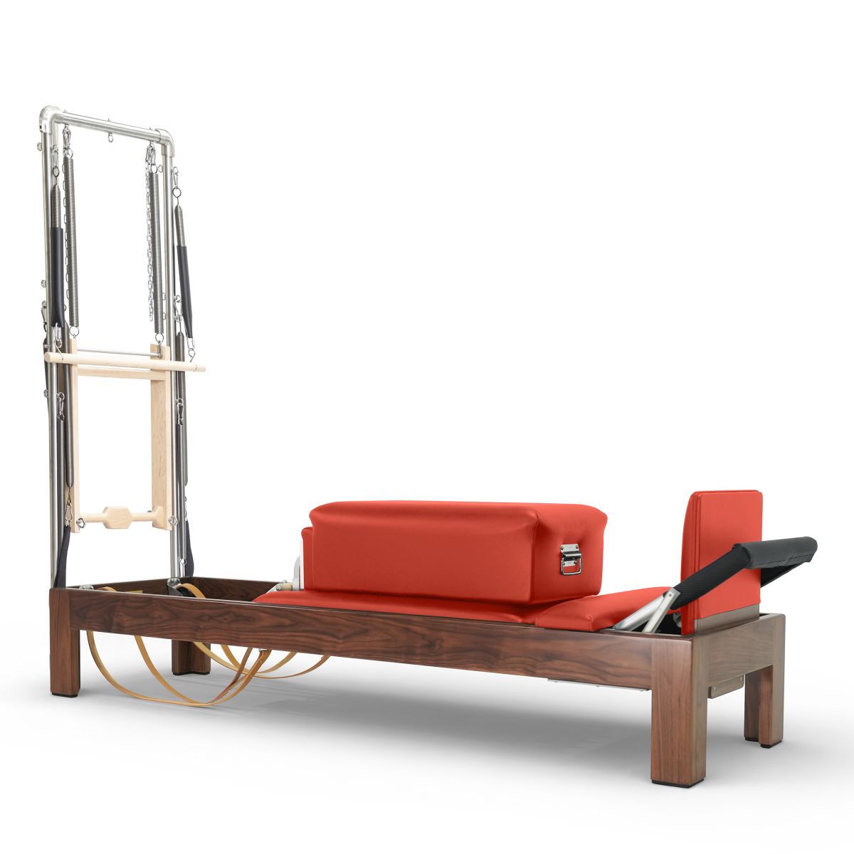 Elina Pilates Klassischer Reformer 86" aus dunklem Walnussholz mit Half Cadillac