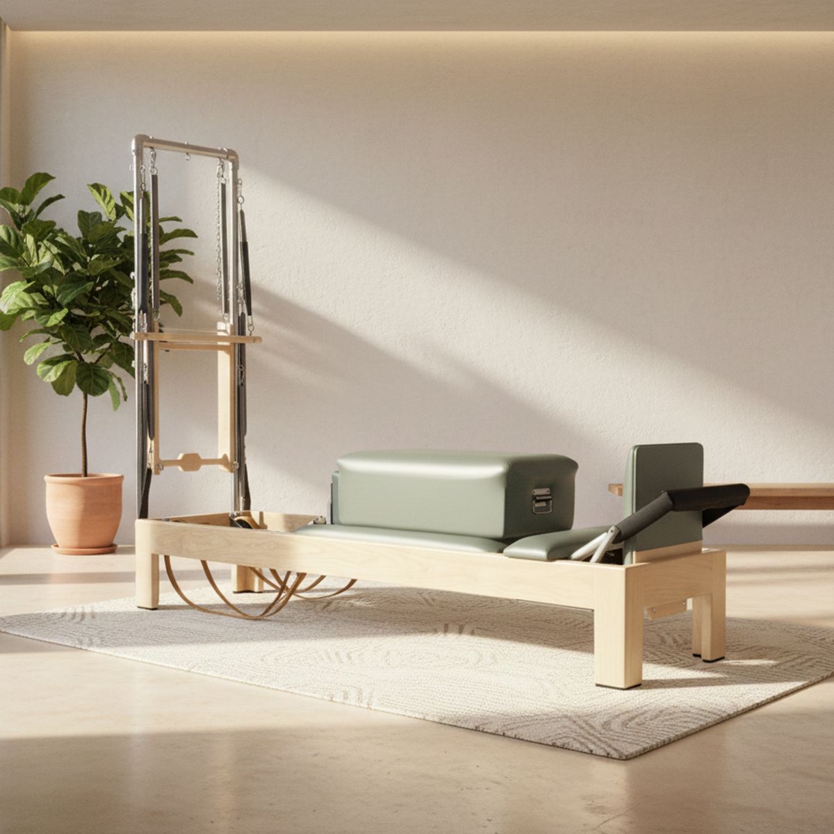 Elina Pilates Klassischer Reformer Naturholz 86" mit Half Cadilalc