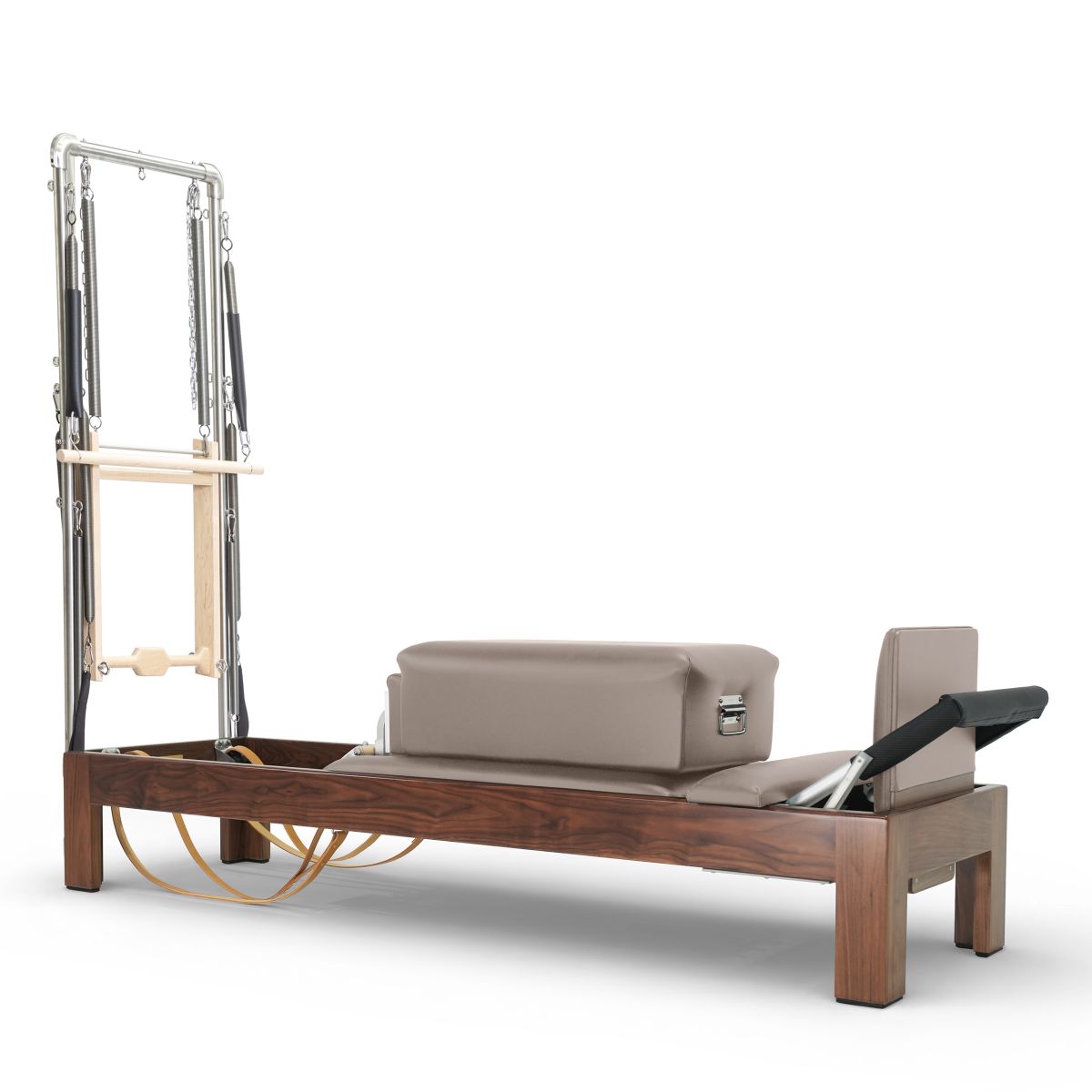 Elina Pilates Klassischer Reformer 86" aus dunklem Walnussholz mit Half Cadillac