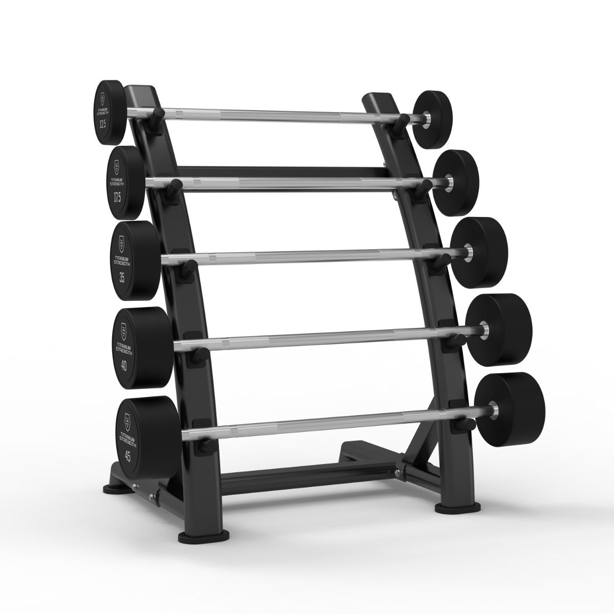 Titanium Strength Set aus 5 festen geraden Hantelstangen 10-30 kg mit Rack