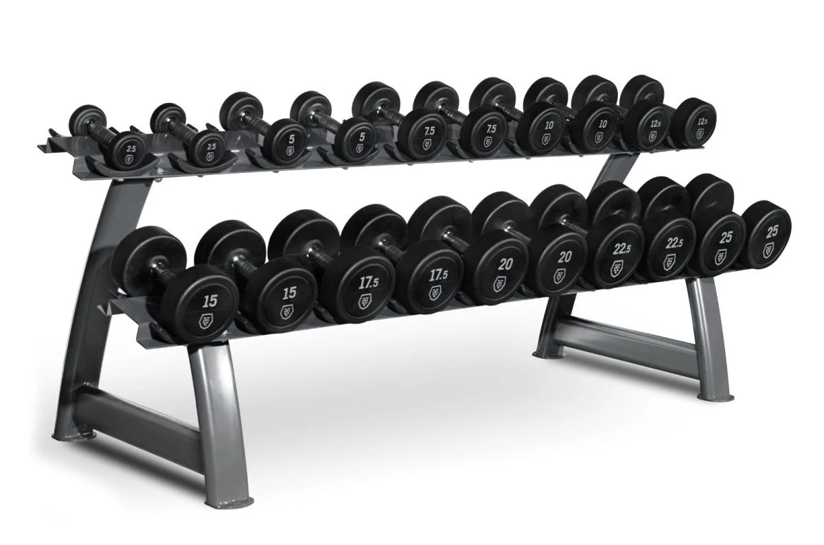 Titanium Strength Gummi-Hantel-Set 2,5-25 kg mit Rack HD25