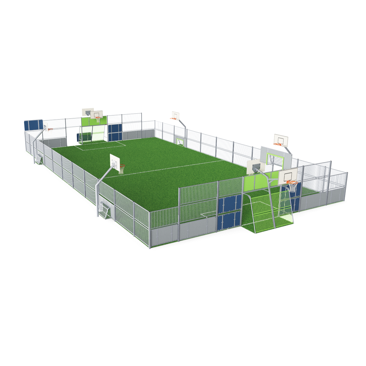 Kompan Outdoor Multiballsport Arena 16x31m Stahl und HPDE 2m