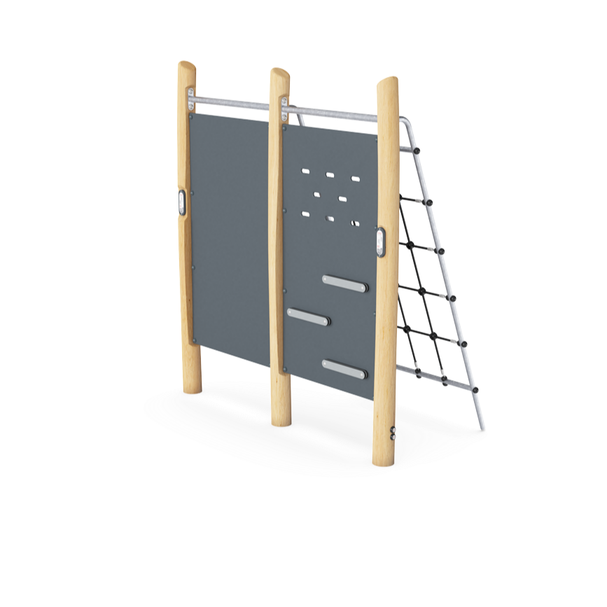 Kompan Outdoor Hindernisparcours Robinia Hinderniswand mit Kletternetz